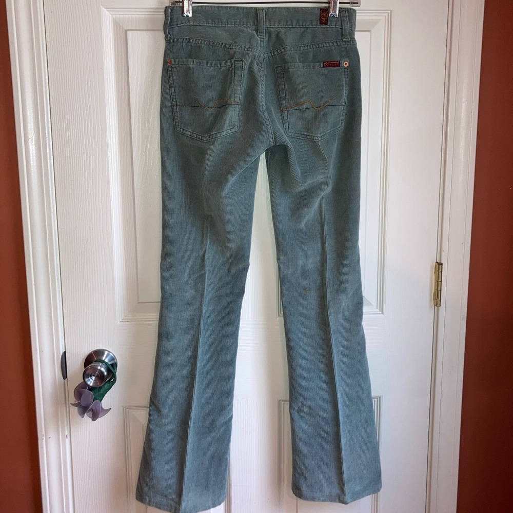 7 For All Mankind Corduroy Bootcut Jeans Sage Green sz 25 - Picture 3 of 12
